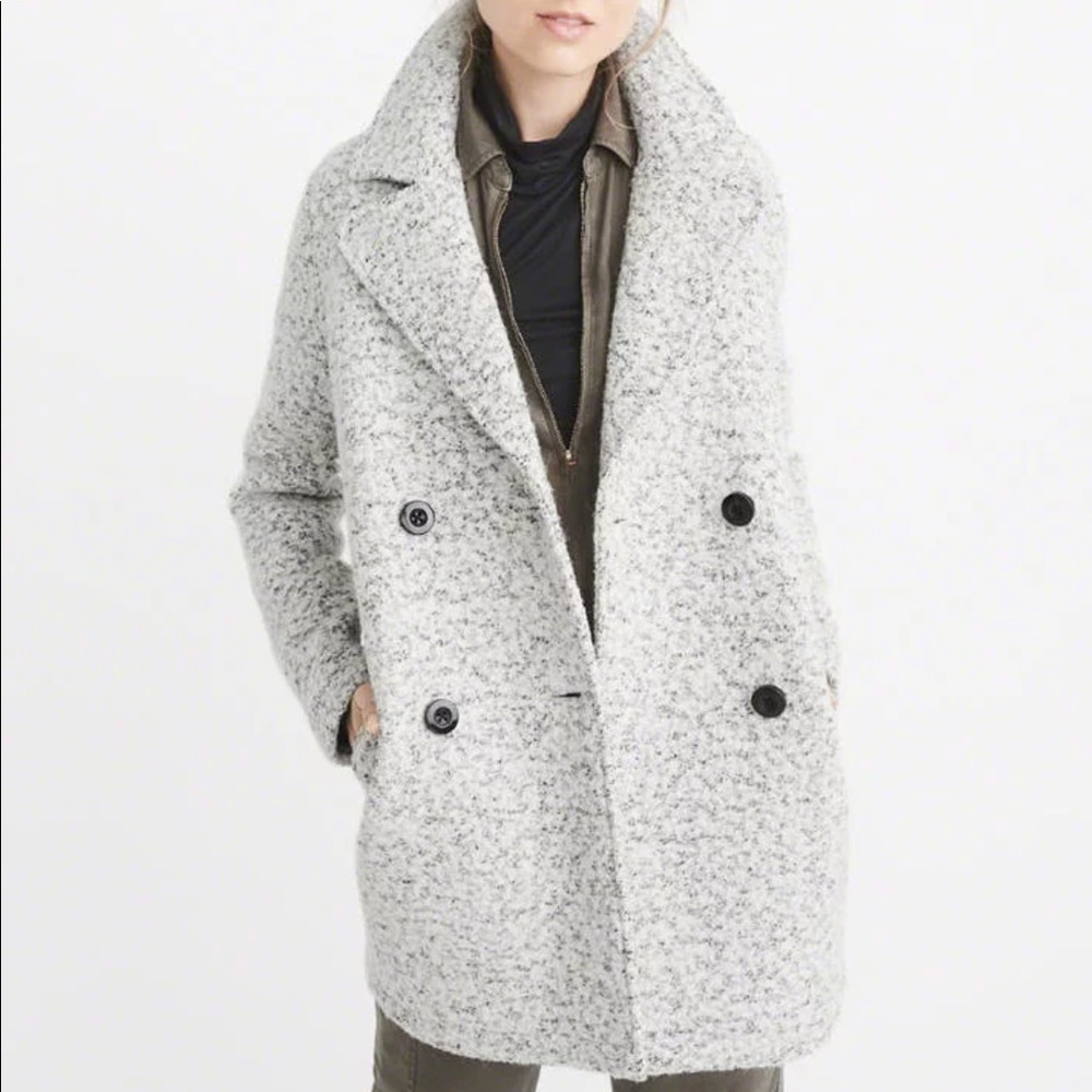 Abercrombie & Fitch Grey Boucle Peacoat size S